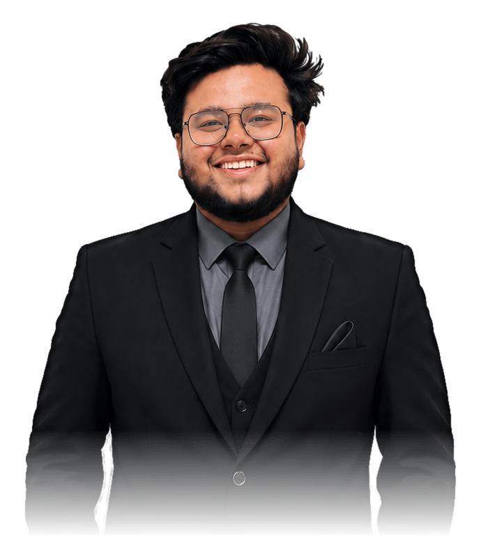 Mehul Gupta, in a black suit.